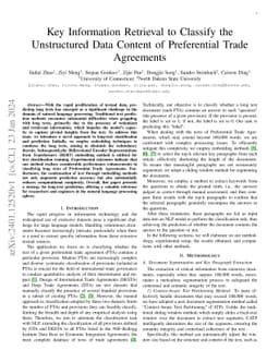 Key Information Retrieval to Classify the Unstructured Data Content of
  Preferential Trade Agreements