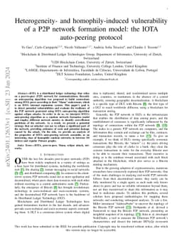 Heterogeneity- and homophily-induced vulnerability of a P2P network
  formation model: the IOTA auto-peering protocol