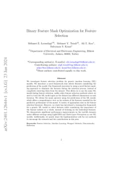 Binary Feature Mask Optimization for Feature Selection