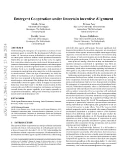 Emergent Cooperation under Uncertain Incentive Alignment