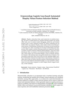LLpowershap: Logistic Loss-based Automated Shapley Values Feature
  Selection Method