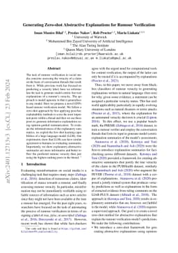 Generating Zero-shot Abstractive Explanations for Rumour Verification