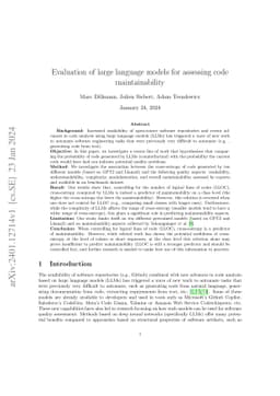 Evaluation of large language models for assessing code maintainability