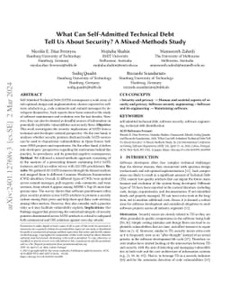 What Can Self-Admitted Technical Debt Tell Us About Security? A
  Mixed-Methods Study