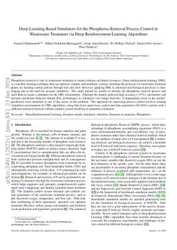 Deep Learning Based Simulators for the Phosphorus Removal Process
  Control in Wastewater Treatment via Deep Reinforcement Learning Algorithms