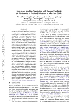 Improving Machine Translation with Human Feedback: An Exploration of
  Quality Estimation as a Reward Model