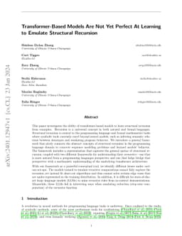 Transformer-Based Models Are Not Yet Perfect At Learning to Emulate
  Structural Recursion