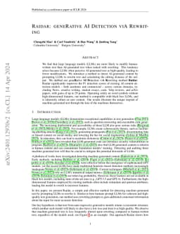 Raidar: geneRative AI Detection viA Rewriting