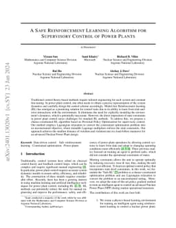 A Safe Reinforcement Learning Algorithm for Supervisory Control of Power
  Plants