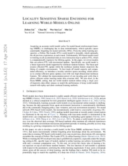 Locality Sensitive Sparse Encoding for Learning World Models Online