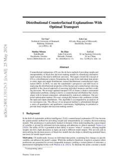 Distributional Counterfactual Explanations With Optimal Transport