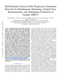 Dual-Domain Coarse-to-Fine Progressive Estimation Network for
  Simultaneous Denoising, Limited-View Reconstruction, and Attenuation
  Correction of Cardiac SPECT