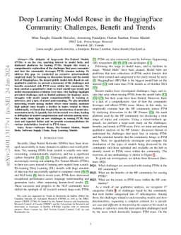 Deep Learning Model Reuse in the HuggingFace Community: Challenges,
  Benefit and Trends