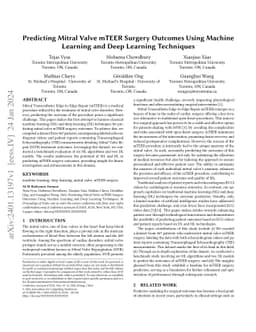Predicting Mitral Valve mTEER Surgery Outcomes Using Machine Learning
  and Deep Learning Techniques