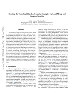 Boosting the Transferability of Adversarial Examples via Local Mixup and
  Adaptive Step Size