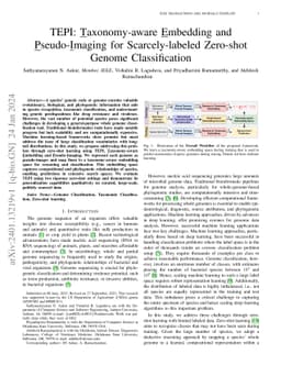 TEPI: Taxonomy-aware Embedding and Pseudo-Imaging for Scarcely-labeled
  Zero-shot Genome Classification