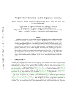 Adaptive Crowdsourcing Via Self-Supervised Learning