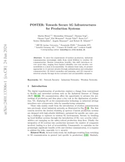 POSTER: Towards Secure 5G Infrastructures for Production Systems
