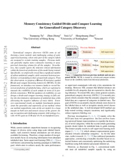 Memory Consistency Guided Divide-and-Conquer Learning for Generalized
  Category Discovery