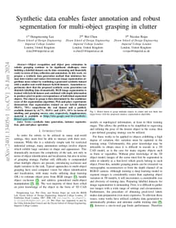 Synthetic data enables faster annotation and robust segmentation for
  multi-object grasping in clutter