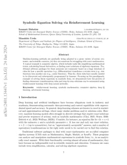 Symbolic Equation Solving via Reinforcement Learning