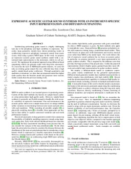 Expressive Acoustic Guitar Sound Synthesis with an Instrument-Specific
  Input Representation and Diffusion Outpainting