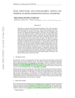 Task structure and nonlinearity jointly determine learned
  representational geometry