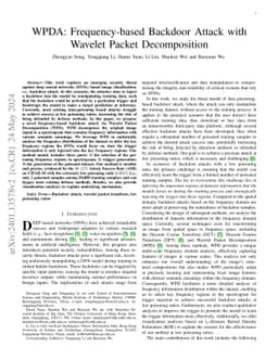 WPDA: Frequency-based Backdoor Attack with Wavelet Packet Decomposition