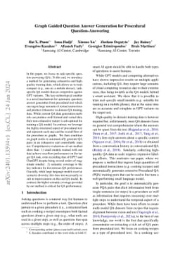 Graph Guided Question Answer Generation for Procedural
  Question-Answering