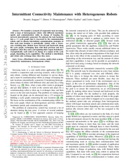 Intermittent Connectivity Maintenance With Heterogeneous Robots