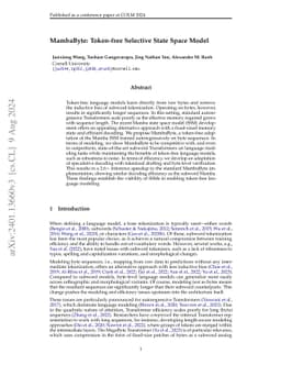 MambaByte: Token-free Selective State Space Model