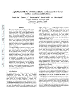 AlphaMapleSAT: An MCTS-based Cube-and-Conquer SAT Solver for Hard
  Combinatorial Problems