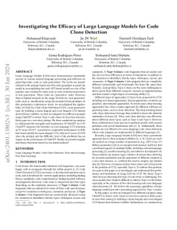 Investigating the Efficacy of Large Language Models for Code Clone
  Detection