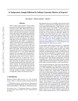 Is Temperature Sample Efficient for Softmax Gaussian Mixture of Experts?