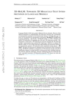 Towards 3D Molecule-Text Interpretation in Language Models