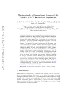 MambaMorph: a Mamba-based Framework for Medical MR-CT Deformable
  Registration