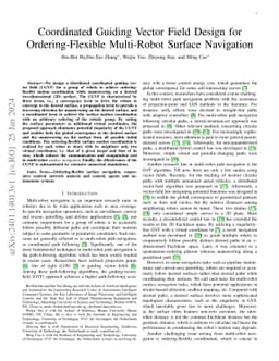 Coordinated Guiding Vector Field Design for Ordering-Flexible
  Multi-Robot Surface Navigation