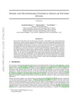 Sparse and Transferable Universal Singular Vectors Attack