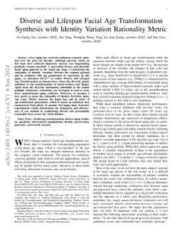 Diverse and Lifespan Facial Age Transformation Synthesis with Identity
  Variation Rationality Metric