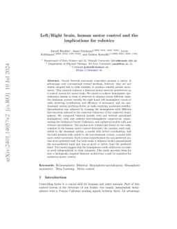 Left/Right Brain, human motor control and the implications for robotics