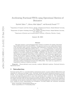 Accelerating Fractional PINNs using Operational Matrices of Derivative