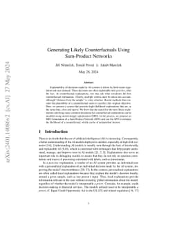 Generating Likely Counterfactuals Using Sum-Product Networks