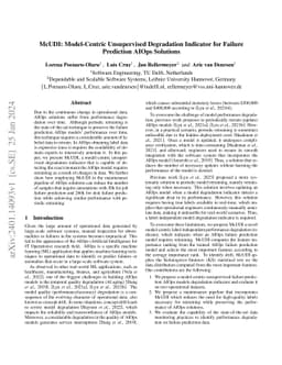 McUDI: Model-Centric Unsupervised Degradation Indicator for Failure
  Prediction AIOps Solutions