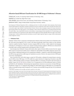 Attention-based Efficient Classification for 3D MRI Image of Alzheimer's
  Disease