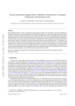 Towards Autonomous Supply Chains: Definition, Characteristics,
  Conceptual Framework, and Autonomy Levels