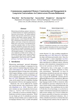 Commonsense-augmented Memory Construction and Management in Long-term
  Conversations via Context-aware Persona Refinement