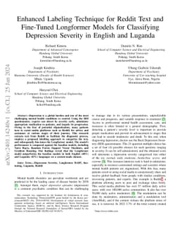 Enhanced Labeling Technique for Reddit Text and Fine-Tuned Longformer
  Models for Classifying Depression Severity in English and Luganda