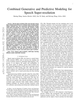 Combined Generative and Predictive Modeling for Speech Super-resolution