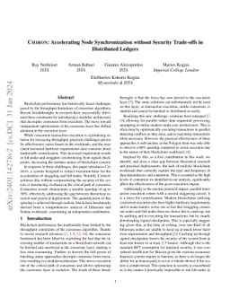 CHIRON: Accelerating Node Synchronization without Security Trade-offs in
  Distributed Ledgers