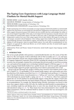 The Typing Cure: Experiences with Large Language Model Chatbots for Mental Health Support
